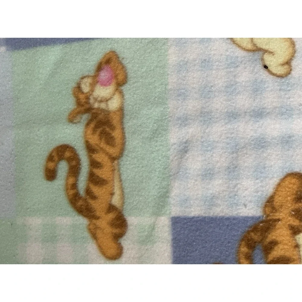 Disney Winnie The Pooh Baby Blanket Fleece Blue Sleeping Pooh and Tigger